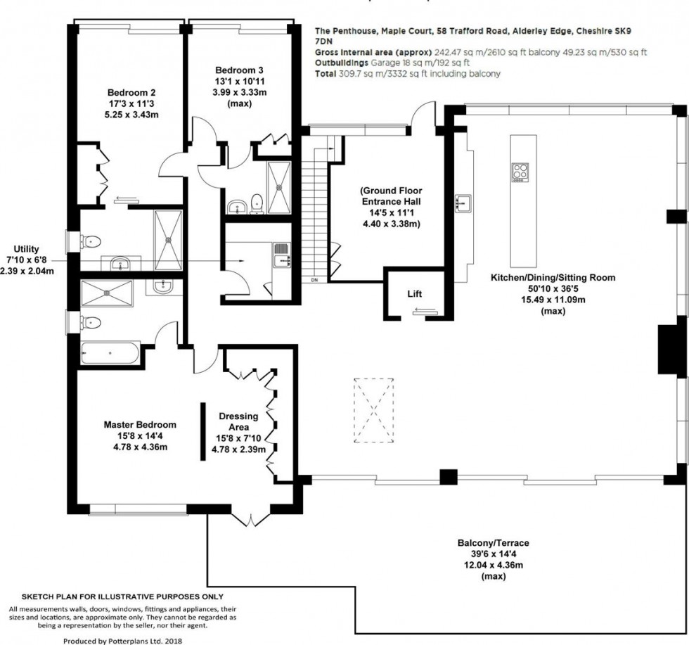 Floorplan for Stunning Penthouse Apartment in Central Alderley Edge