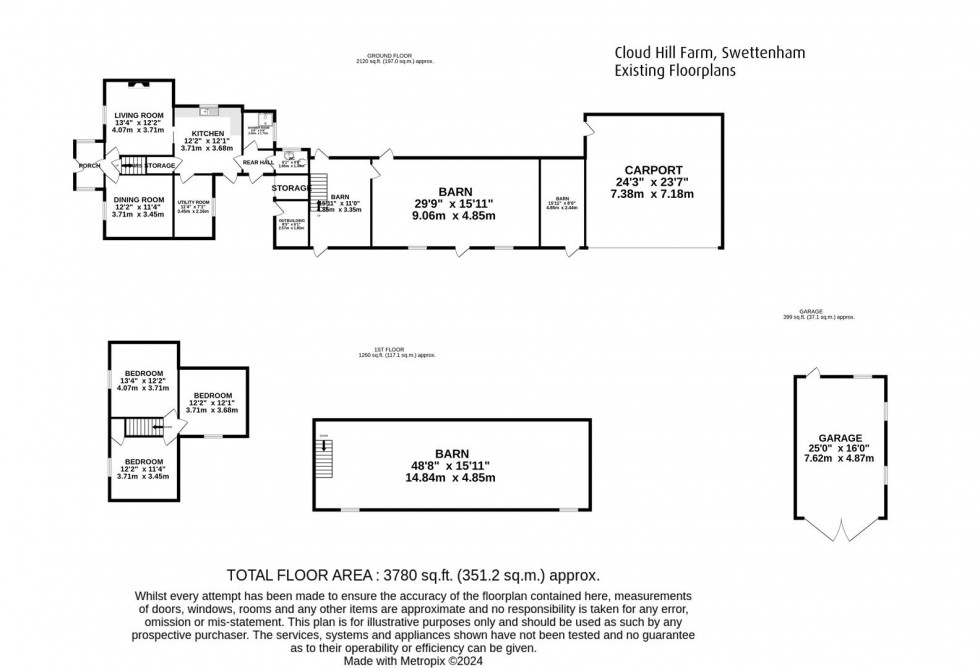 Floorplan for Farm & Buildings with approx 15 acres on Congleton Road, Swettenham