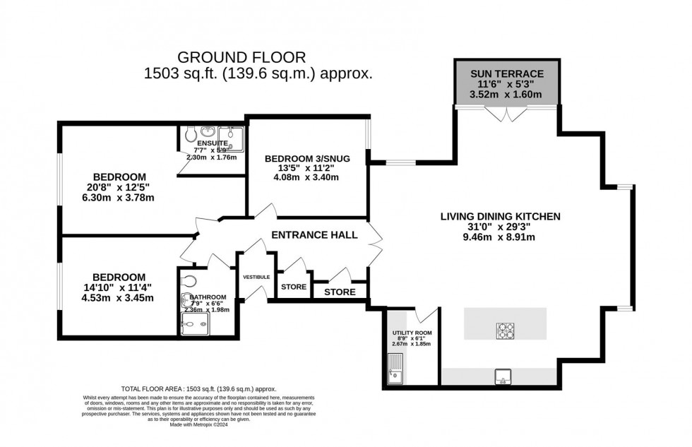 Floorplan for Ground Floor Apartment on Manchester Road, Wilmslow