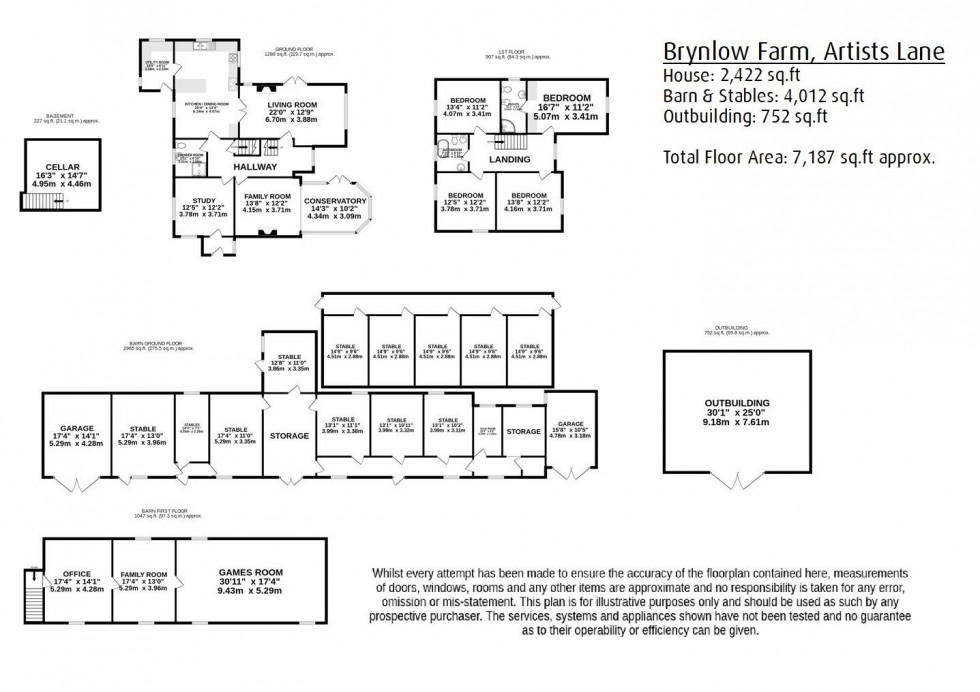 Floorplan for Farmhouse and Barn with 38 Acres on Artists Lane, Nether Alderley